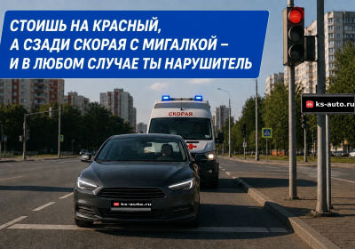 Стоишь на красный, а сзади скорая с мигалкой