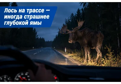 Лось на трассе — иногда страшнее глубокой ямы