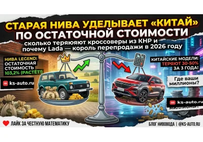 Старая Нива уделывает «Китай» по остаточной стоимости: сколько теряют кроссоверы из КНР и почему Lada — король перепродажи трехлеток в 2026 году 👑📉