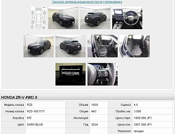 Honda ZR-V, 2024г, полный привод, вариатор